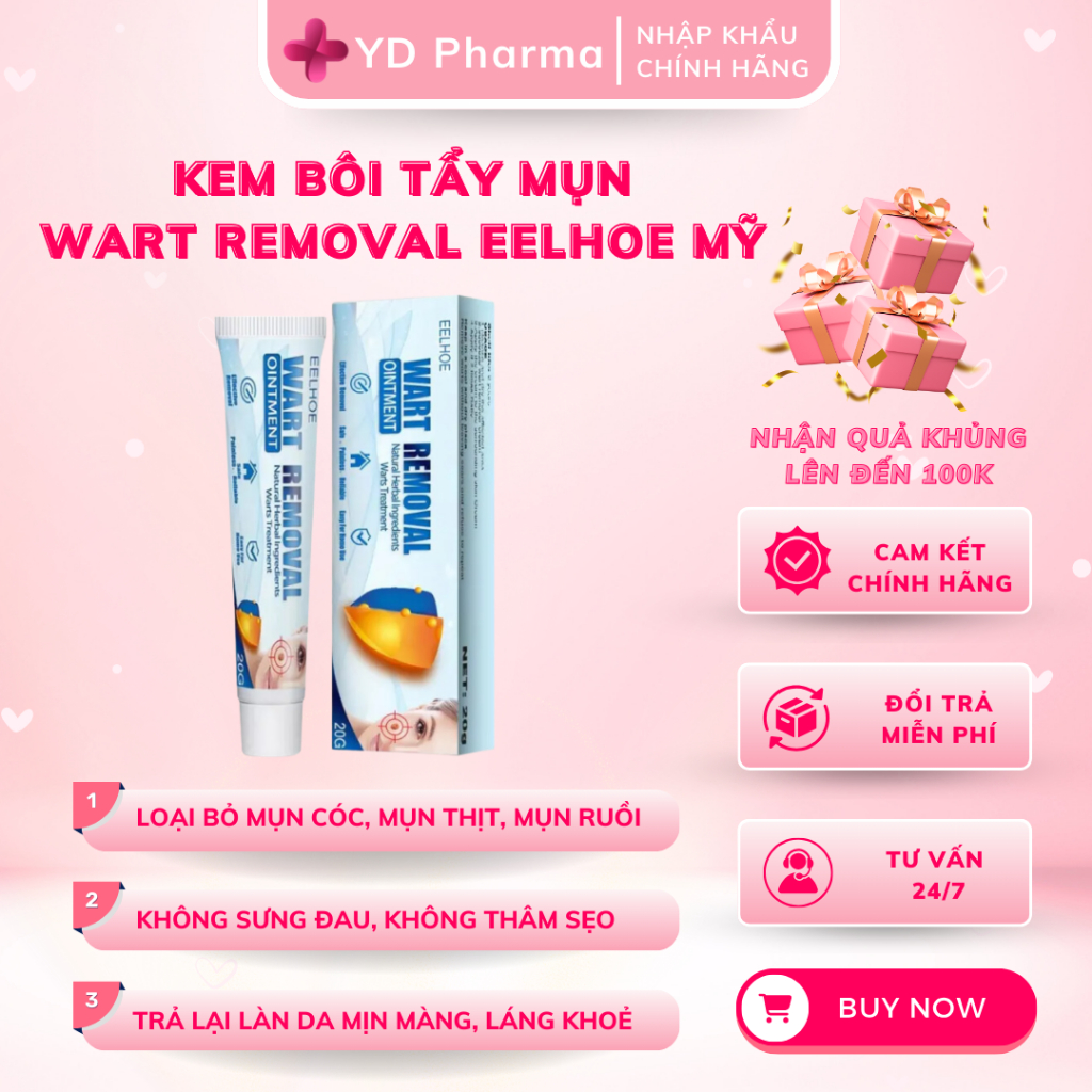Kem Bôi Thảo Mộc Rụng Mụn Thịt, Mụn Cóc, Tẩy Mụn Ruồi, K0 Thâm, K0 Sẹo, Mềm Da WART REMOVAL OINTMENT EELHOE | YD Phar