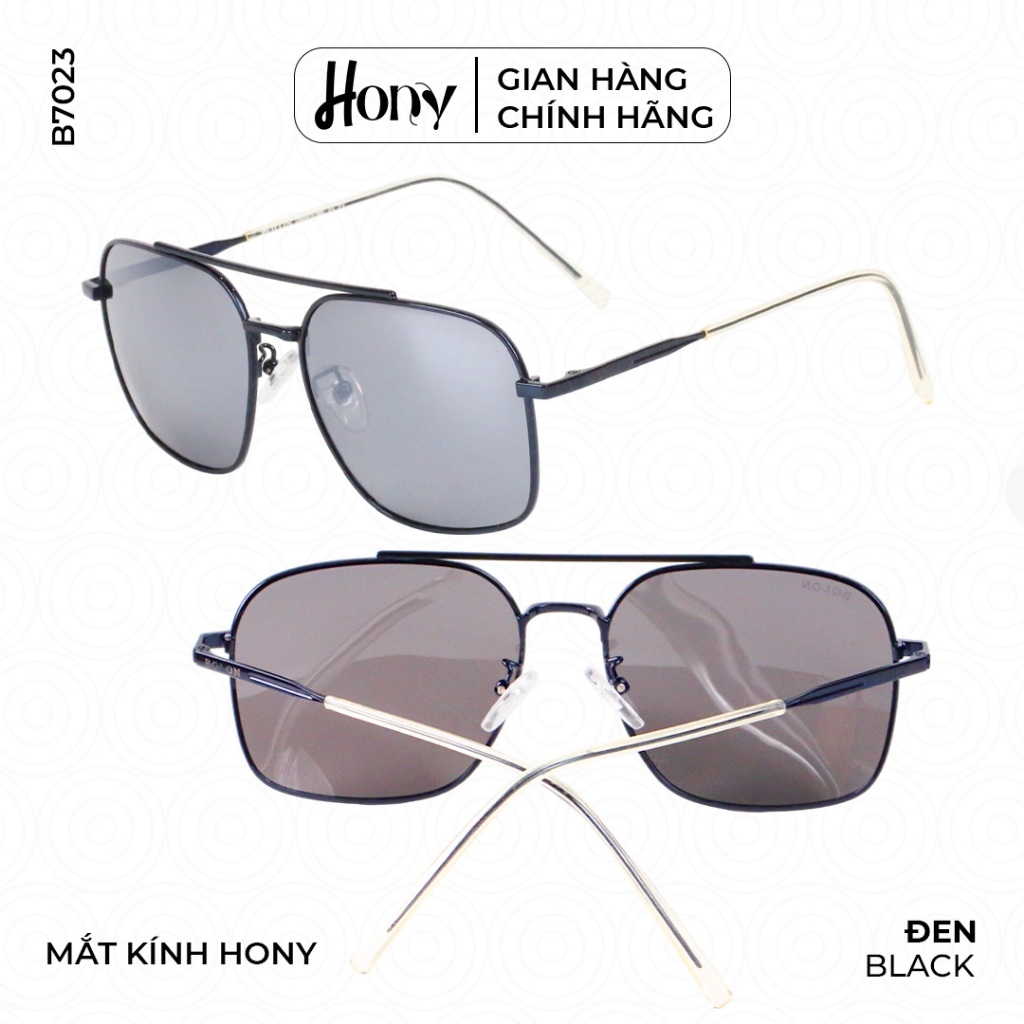 Kính râm Nam thời trang HONY, tròng xám viền kim loại sang trọng thời thượng B7023