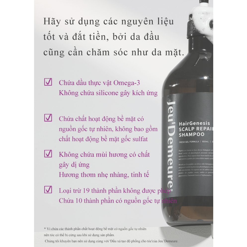 Dầu gội hiệu JeuDemeure HairGenesis Scalp Repair Shampoo giúp dưỡng tóc cung cấp dưỡng chất giúp tóc mềm mượt 950ml