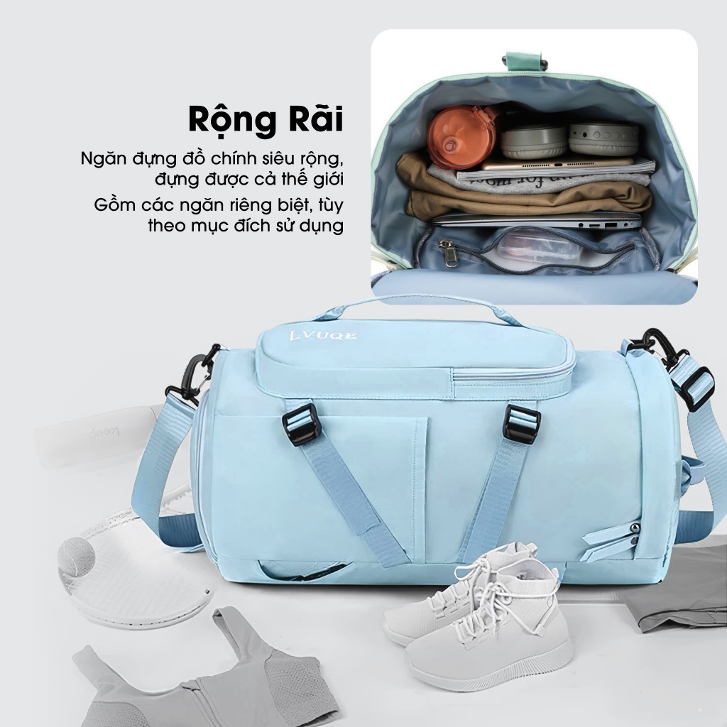 Balo Kiêm Túi Đeo Du Lịch VLQUE Đa Năng, Dày Dặn, Chống Thấm Nước, Có Ngăn Để Giày, Thời Trang - BaloLVQUE