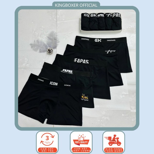 Combo 3-4-5-10 quần lót nam, sịp đùi nam Đen mix các hãng chất vải thun lạnh co dãn, kháng khuẩn