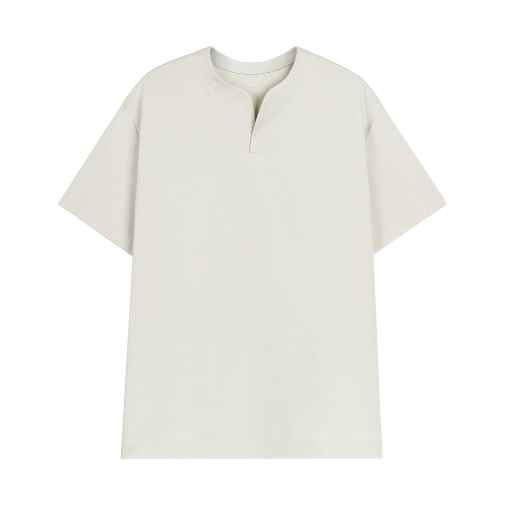 Áo thun tay ngắn cổ tròn xẻ V nam nữ LADOS-19141 cotton interlock 250gsm dày dặn, đơn giản thanh lịch | BigBuy360 - bigbuy360.vn
