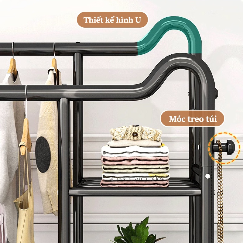 Lifinity Kệ Treo Quần Ao 100/130cm-Kệ Đa Năng Có Bánh Xe Xoay 360 Độ Và Đựng Đồ Tiện Lợi