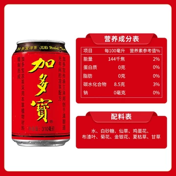 1 Lon Trà Thảo Mộc Jiadoubao, Nước Sâm Thảo Mộc Thanh Nhiệt, Trà Lon Đỏ Trung Quốc, 310ml