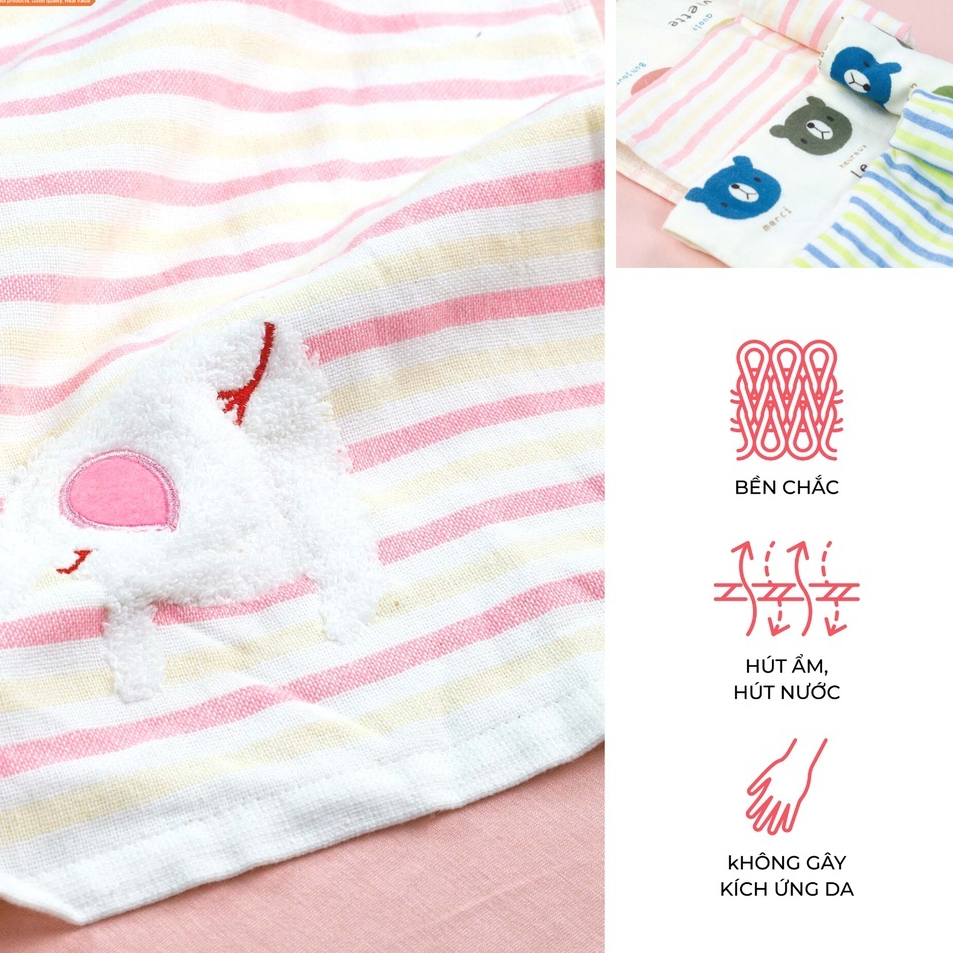 Khăn cotton 100% 2 lớp mềm mịn dày dặn - 25x50cm 35x35cm