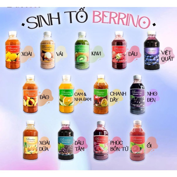 Sinh tố Berrino đủ các loại hương trái cây
