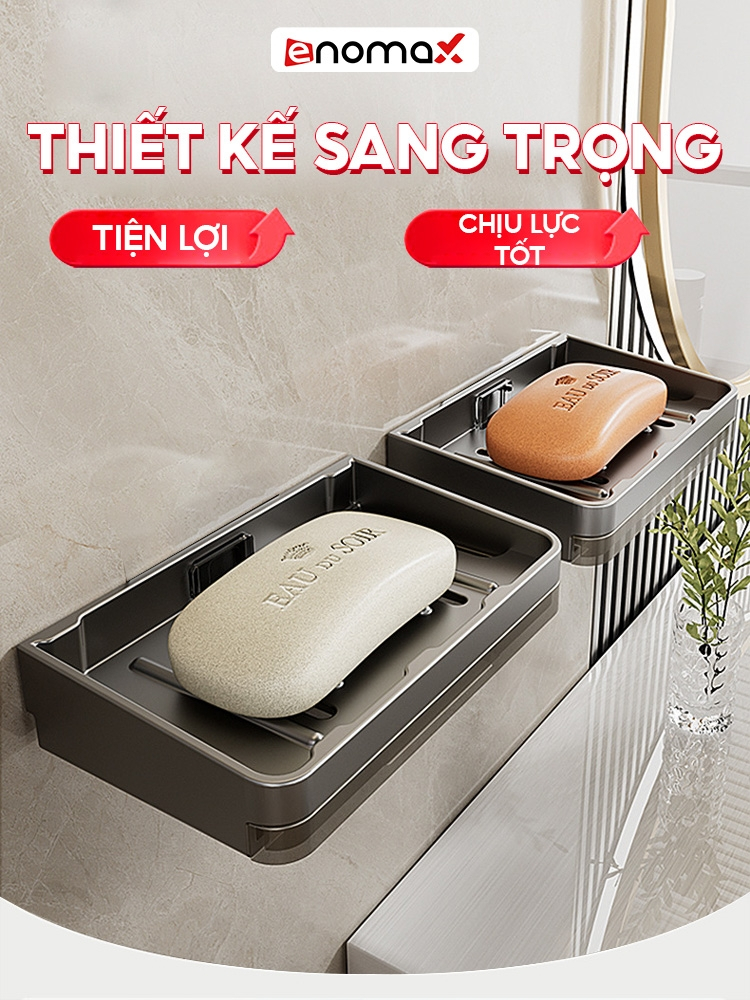 Ảnh Khay để xà phòng Enomax dán tường đa năng, chất liệu nhôm hàng không chống gỉ sét, bảo hành 10 năm (Eno 0180) 3