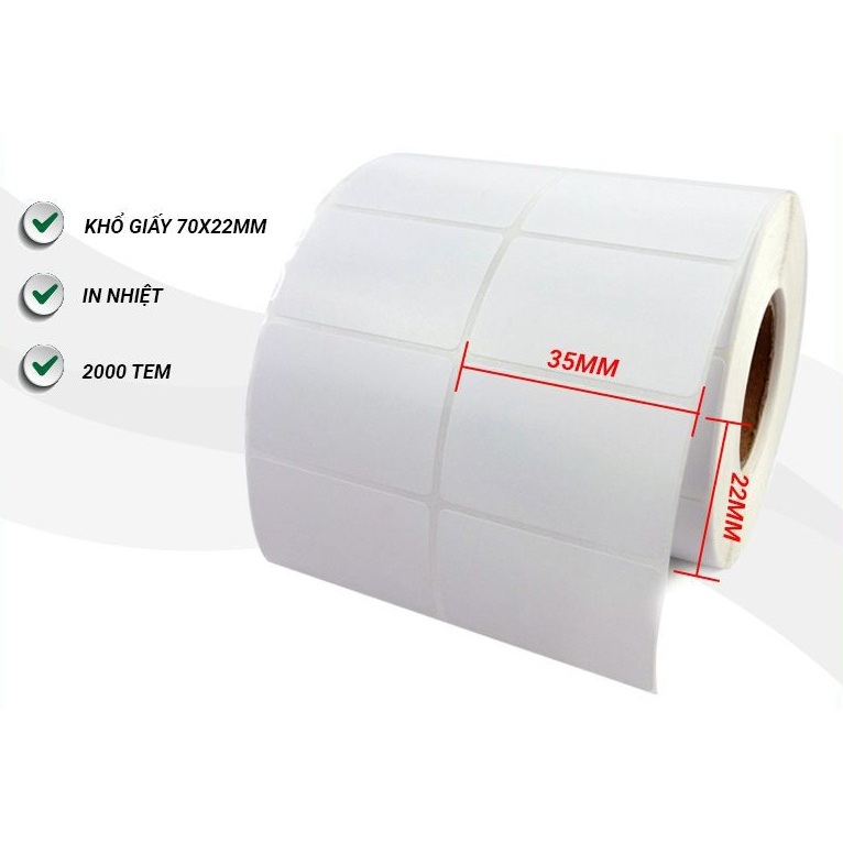 [COMBO 10 CUỘN] Decal in tem mã vạch nhiệt 35x22 mỗi hàng 2 tem 70x22 35x22x25M 35x22x2 35*22 giấy nhiệt in giá decal