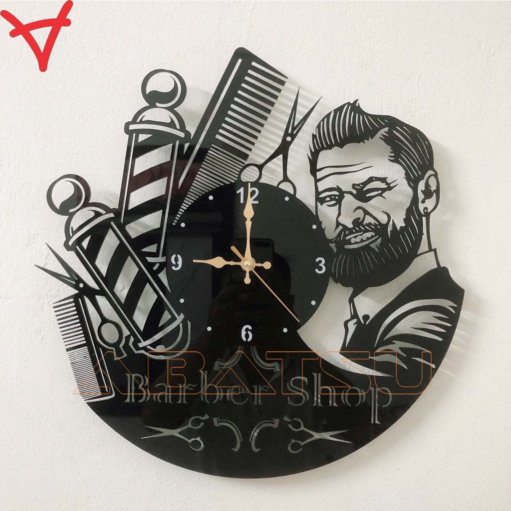 Tranh Trang Trí Barber Shop Đồng Hồ Treo Tường Kim Trôi Đẹp