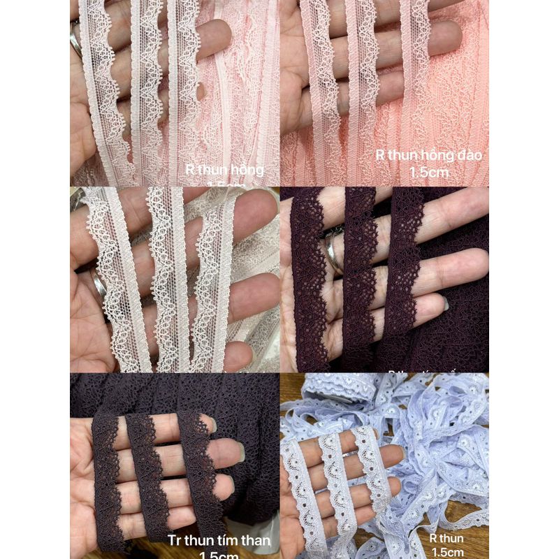 ren thun 1.5cm ren viền trang trí nhiều mẫu | Shopee Việt Nam