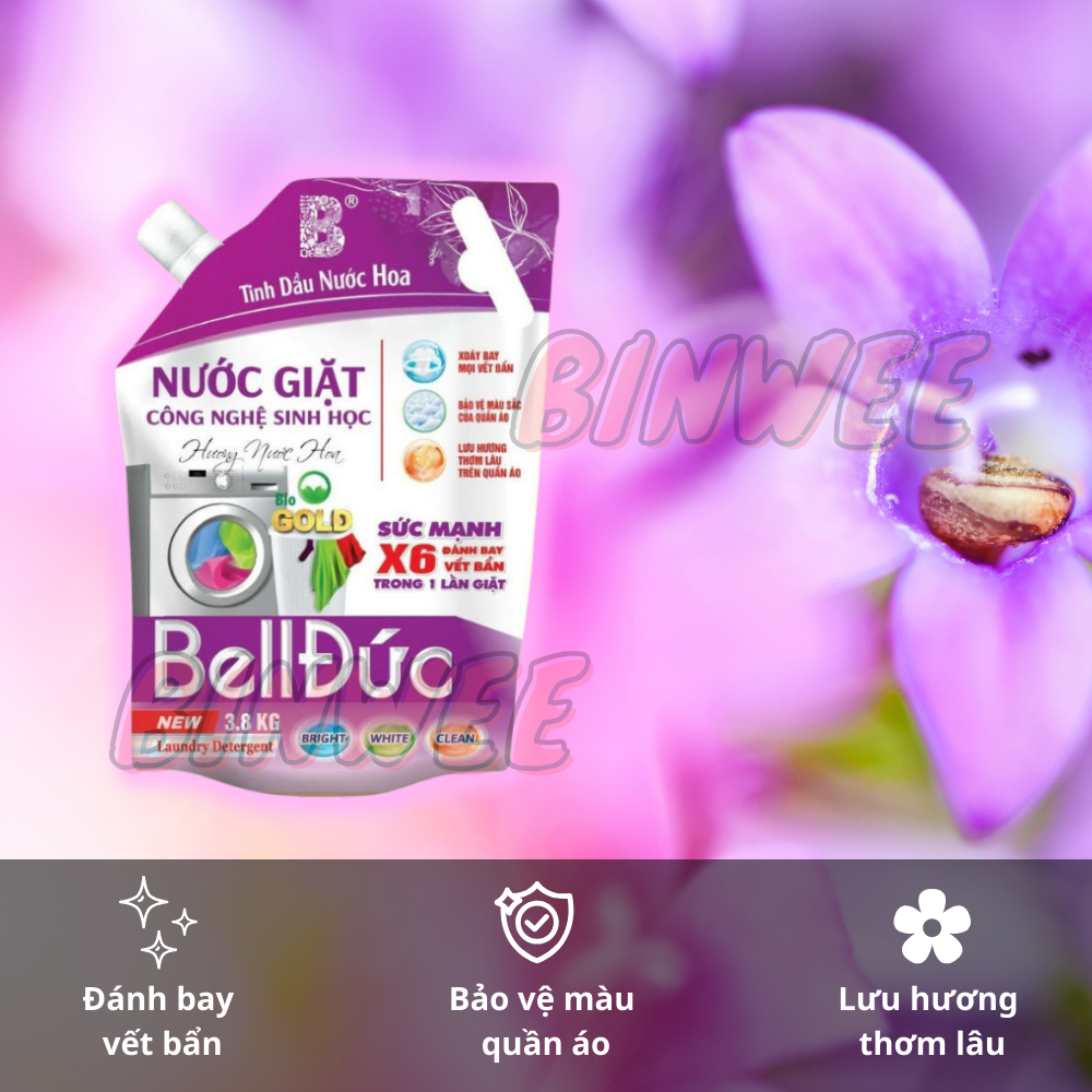 Nước giặt công nghệ sinh học Bell Đức 3.8kg làm sạch vượt trội, hương liệu nhập khẩu từ Đức, mùi hương độc lạ