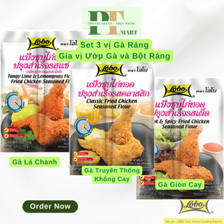 Set Bột Chiên Giòn và Gia Vị Ướp Gà Lobo 150gr. 3 vị Truyền Thống, Giòn Cay và Lá Chanh --> Bột Lobo