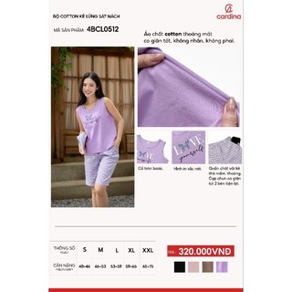 Đồ Bộ Nữ 𝐂𝐀𝐑𝐃𝐈𝐍𝐀 Chất Cotton Cao Cấp Quần Lửng Thô Áo Sát Nách  4BCL05