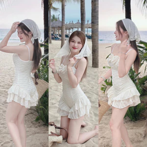 Jumpsuit nữ bikini liền thân phối bèo ôm body phong cách sexy che khuyết điểm