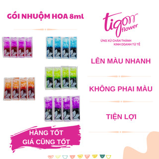 [MIX20X8ML]-Combo 20 gói nhuộm hoa mix 5 màu 8ml (cam, đỏ, hồng sen, xanh dương, xanh lá mạ)