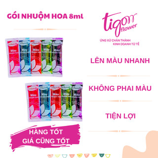 [MIX10X8ML] - Combo 10 gói nhuộm hoa mix 5 màu 8ml (cam, đỏ, hồng sen, xanh dương, xanh lá mạ)