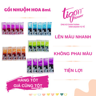 [MIX50X8ML] - Combo 50 gói nhuộm hoa mix 5 màu (cam, đỏ, hồng sen, xanh dương, xanh lá mạ)