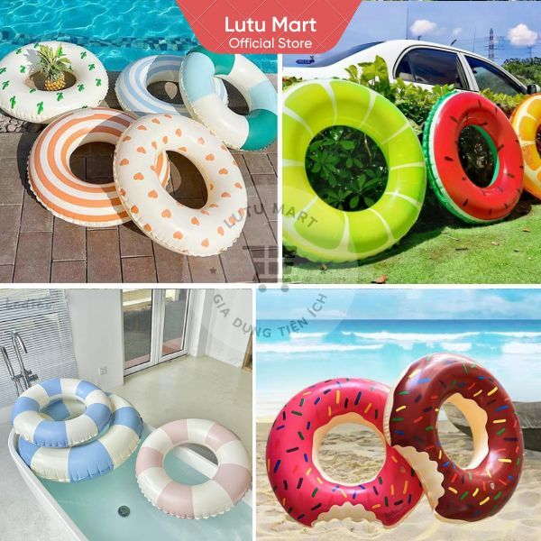 Phao Bơi Tròn Trẻ Em Người Lớn Bơm Hơi Nhiều Hình Bằng Pvc – Lutu Mart