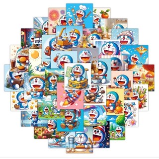 Set 12 36 60 sticker Doraemon 3D đô rê mon dán nón mũ bảo hiểm laptop vali sổ tay đàn guitar điện thoại tủ lạnh xe máy