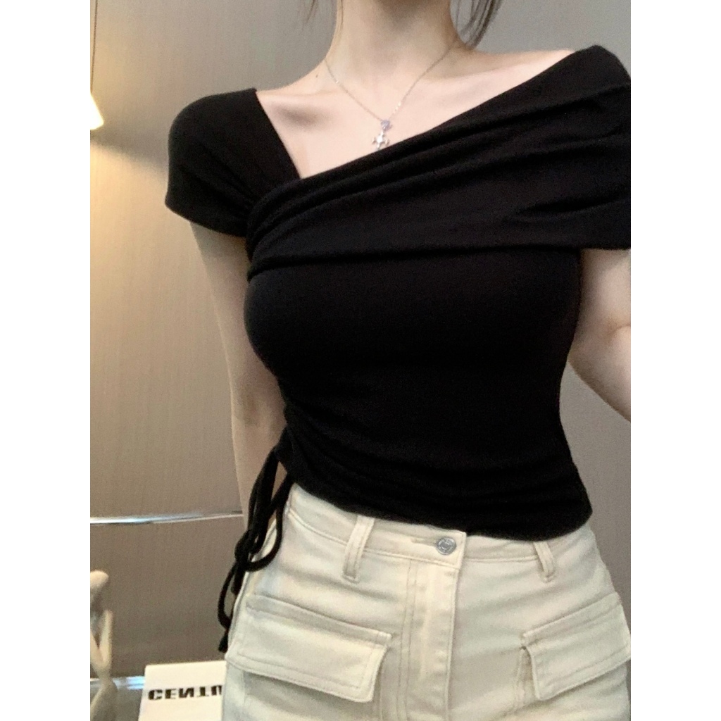 Áo Croptop Trễ Vai Thiết Kế Dây Rút Eo Ôm Body Mặc Được Hai Kiểu Chất ...