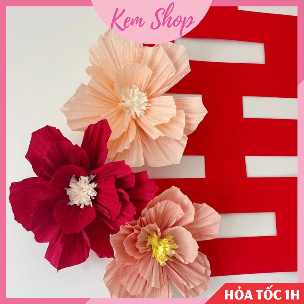 Hoa giấy nhún handmade trang trí decor đám cưới, sự kiện, lễ tết - K386