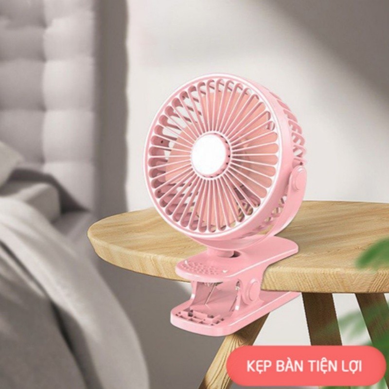 Quạt mini kẹp để bàn sạc tích điện không chổi than chạy cực êm nhiều màu sắc My Home DN036