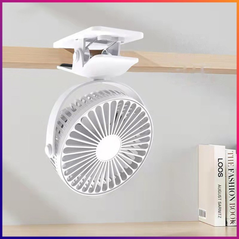 Quạt mini kẹp để bàn sạc tích điện không chổi than chạy cực êm nhiều màu sắc My Home DN036