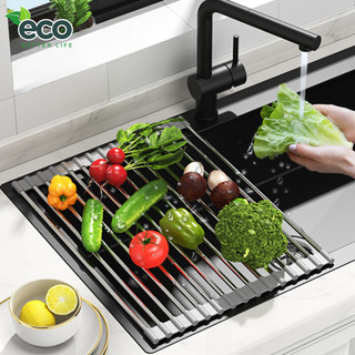 Giá inox gác bồn rửa chén đựng bát đĩa tiện lợi ECO, Giá đựng hoa quả đa năng chất liệu inox 304