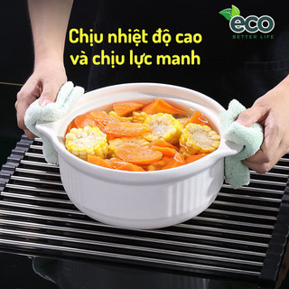 Giá inox gác bồn rửa chén đựng bát đĩa tiện lợi ECO, Giá đựng hoa quả đa năng chất liệu inox 304
