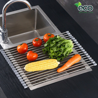 Giá inox gác bồn rửa chén đựng bát đĩa tiện lợi ECO, Giá đựng hoa quả đa năng chất liệu inox 304