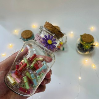 (Lọ 100ml+dây hoa) Lọ ước, lọ chữa lành bằng thủy tinh xinh xắn làm quà tặng ý nghĩa