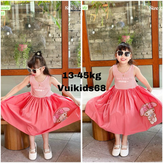 Váy Melody Hồng cam siêu xinh cho bé gái 13-45kg hàng loại 1 phù hợp cho bé đi học, đi chơi, du lịch