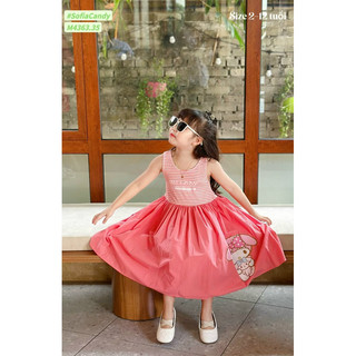 Váy Melody Hồng cam siêu xinh cho bé gái 13-45kg hàng loại 1 phù hợp cho bé đi học, đi chơi, du lịch