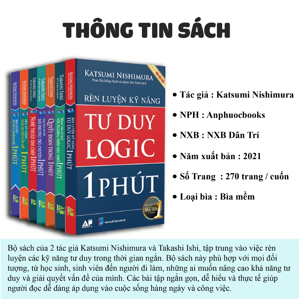 Sách - Bộ Sách Rèn Luyện Kỹ Năng 1 Phút - 7 Cuốn (Tư Duy Logic, Tư Duy Chiến Lược, Ghi Chép 1 Phút )