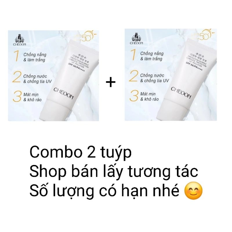 Combo 2 kem chống nắng Hàn Quốc Cheoon 30g , spf50 , nâng tone nhẹ , dễ ...