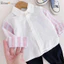 Bộ bé trai sơ mi trắng Bemoo 25B093 phối tay kẻ màu – set đồ trẻ em cao cấp size 80-130 (9-27kg)