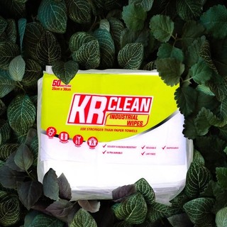 Khăn vải lau công nghiệp KRCLEAN 25x30cm 50 tờ - dạng bịch, giấy lau đa năng thấm hút dầu nhớt, lau xe máy, ô tô, laptop