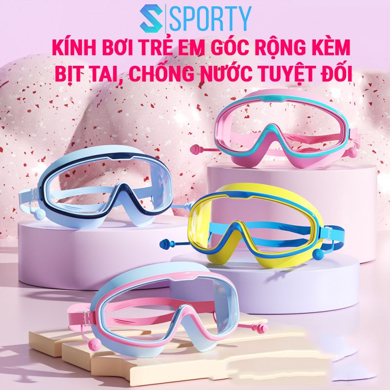 Kính bơi trẻ em mắt trong 365 góc nhìn 180 độ bảo vệ mắt, hạn chế sương mờ ngăn nước SPORTY