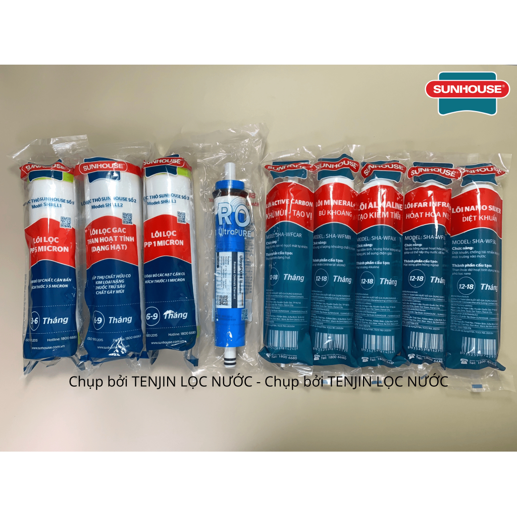 Combo 9 Lõi Lọc Nước SUNHOUSE Mới Cắm Nhanh Chính Hãng Model SHA8859K, SHA8889K, SHA8838K, SHA8839K, SHA8859KV, SHA8869K