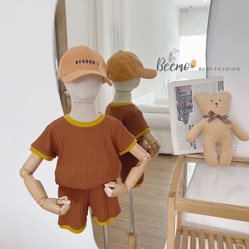 Bộ cộc tay bé trai bé gái cotton tăm body Bemoo F0077 size 80-130 (10-25kg) mềm mát thoáng khí