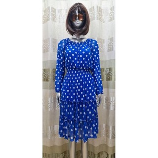 Đầm midi chấm bi tay dài thun lưới KATE and LILY