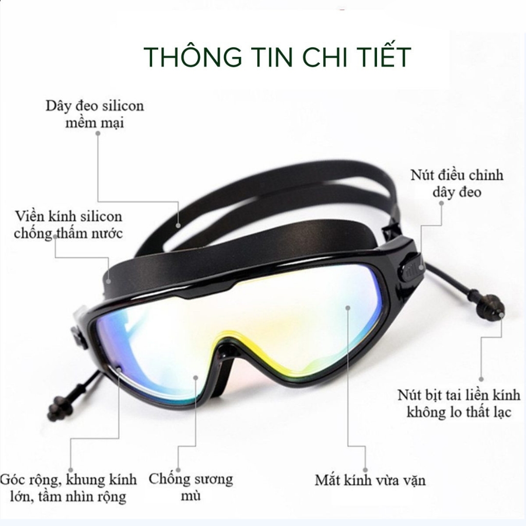 Ảnh Kính Bơi Trẻ Em 4-14t Có Nút Bịt Tai Khung Lớn Kính Bơi Góc Nhìn Rộng Chống Nước Chống Sương Mù Độ Nét Cao Hãng Amalife 2