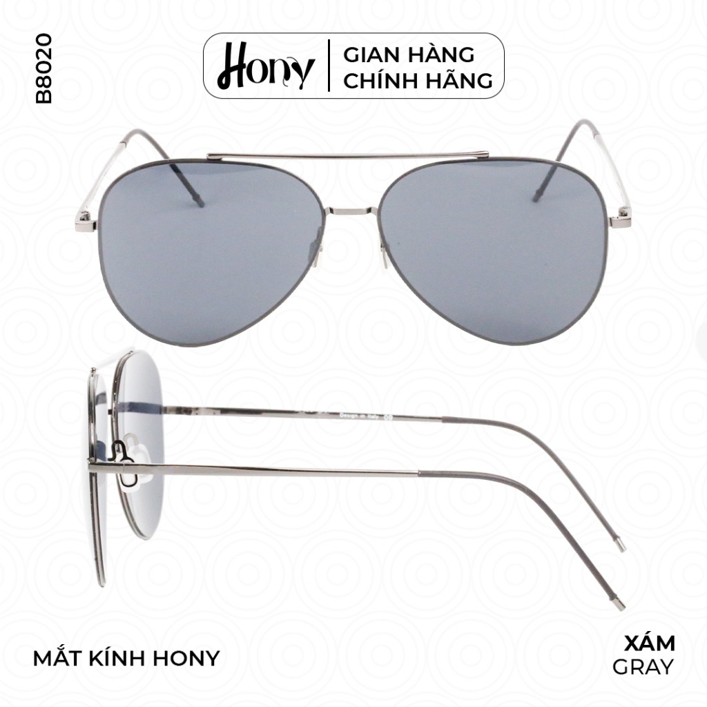 Kính râm Nam thời trang HONY, kim loại xám mảnh sang trọng B8020