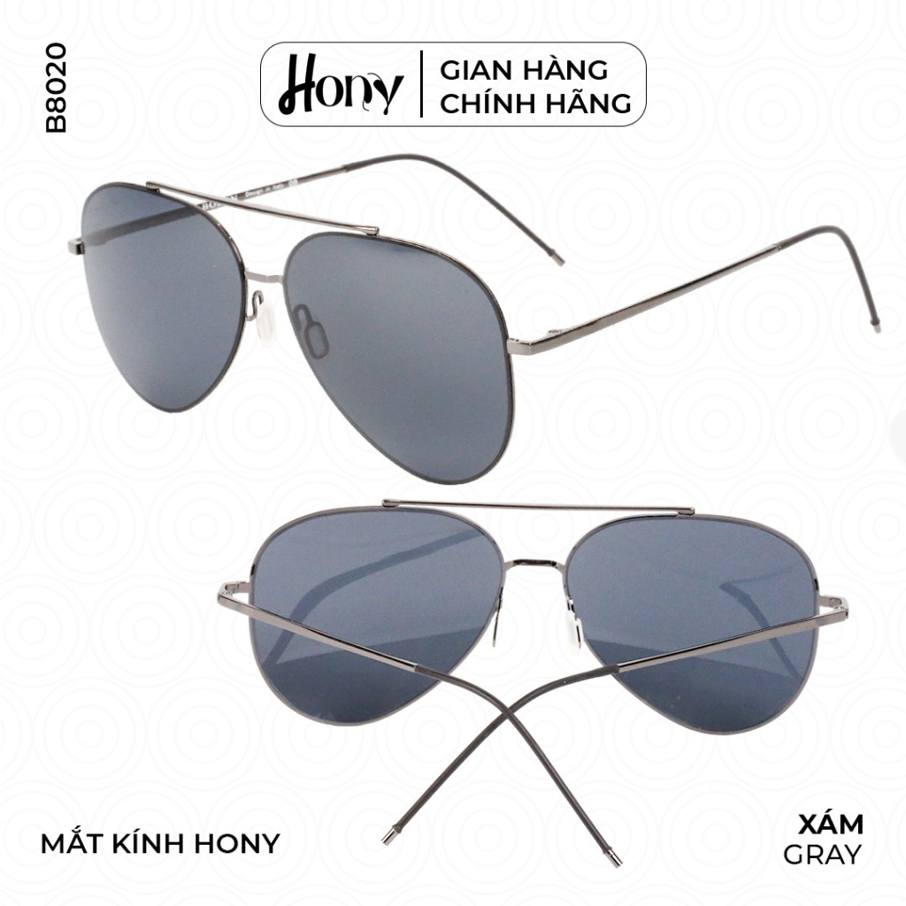 Kính râm Nam thời trang HONY, kim loại xám mảnh sang trọng B8020