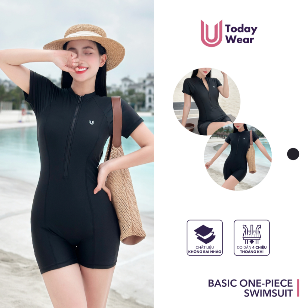 Ảnh Đồ bơi nữ liền thân tay ngắn Basic One-Piece Swimsuit Today U Wear không thấm nước chống tia UV 50+ 1