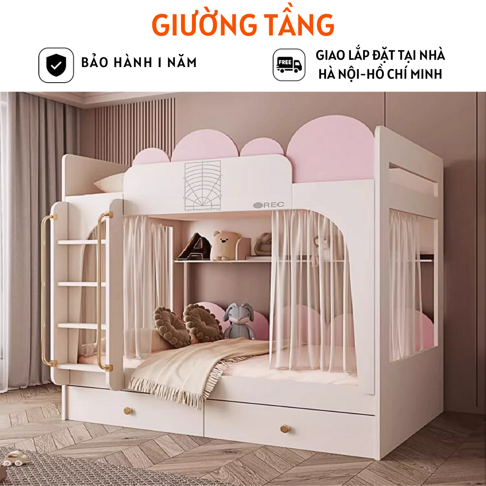 Giường tầng trẻ em lên xuống cùng chiều rộng giường tiêu chuẩn chất ...