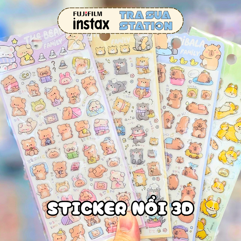 Sticker Miếng Dán Trang Trí Sổ Tay In Nổi 3D Hình Động Vật Capybara ...