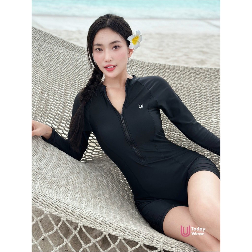 Ảnh Đồ bơi liền thân dài tay nữ Long Sleeve Swimsuit Today U Wear chất liệu KIRA cao cấp 3