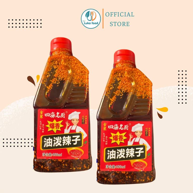 Dầu Ớt Sa Tế Mè Rang Tứ Xuyên 400ml - Vị Cay Nồng, Thơm Phức, Pha Nước Chấm, Ướp Đồ Nướng, Nấu Mì Cay Luka Food