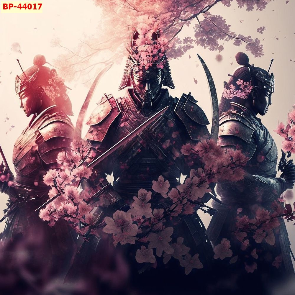 Tranh vải lụa dán tường 3d cao cấp mẫu chủ đề hoa anh đào nhật bản samurai nhiều kích thước....